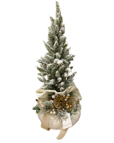 SACCOCCIO IN VELLUTO BIANCO CON ALBERELLO 60 CM